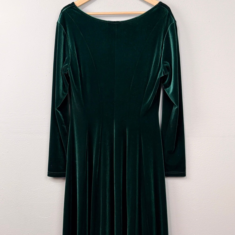 Vintage 90s‎ Coldwater Creek Velvet Maxi Dress Size M Dark Green Modest Long - Picture 8 of 9